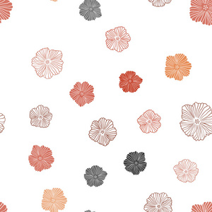 浅红色矢量无缝抽象图案与花。 白色背景上花卉的装饰设计。 时尚面料壁纸的图案。