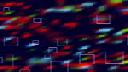 多色运行移动矩形在空间中, 抽象的3d 渲染背景, 计算机生成