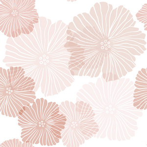 浅粉红色黄色矢量无缝涂鸦图案与花。 折纸风格花卉的涂鸦插图。 壁纸面料制造商的设计。
