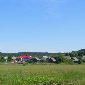 白俄罗斯农村夏季景观老木村