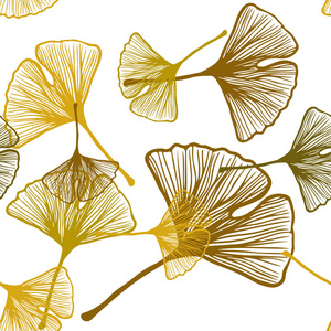 深绿色黄色矢量无缝涂鸦模板与叶子。 现代几何抽象插图与树叶。 名片网站模板。