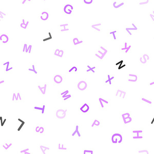 浅紫色矢量无缝背景与字母符号。 现代几何插图与ABC英语符号。 时尚面料壁纸的图案。