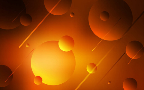 暗橙色矢量覆盖有斑点。 插图与一套闪亮的彩色抽象圆圈。 你的品牌书的全新模板。