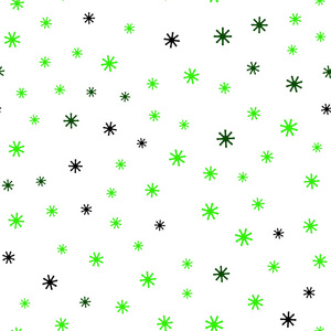 浅绿色矢量无缝背景与圣诞雪花。 彩色装饰设计，圣诞风格与雪。 纺织品壁纸设计。