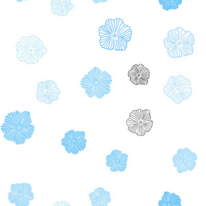 浅蓝色矢量无缝自然背景与花卉。 创造性的插图在模糊的风格与花。 名片网站模板。