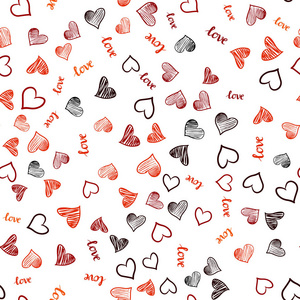 暗红色矢量无缝图案与短语爱你的心。 彩色梯度短语以抽象的方式爱你的心。 纺织品壁纸设计。