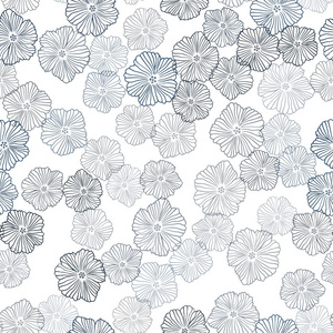 浅蓝色矢量无缝优雅的模板与花。 用花闪闪发光的彩色插图。 壁纸面料制造商的设计。