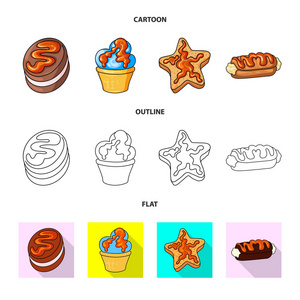 糖果和烹饪标志的矢量插图。一套糖果和产品库存向量例证