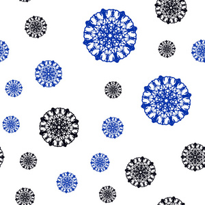 深蓝色矢量无缝图案与圣诞雪花。 现代几何抽象插图与冰晶。 织物壁纸设计图案。