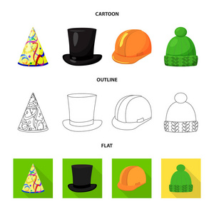 服装和帽子标志的向量例证。服装和贝雷帽存货的汇集向量例证
