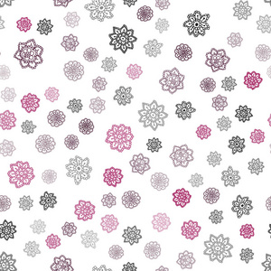 深粉红色矢量无缝模板与冰雪花。 雪在模糊的抽象背景上有梯度。 纺织品壁纸设计。