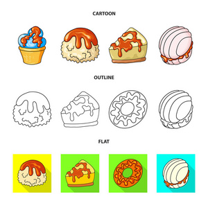 糖果和烹饪标志的矢量插图。糖果和产品库存向量的汇集例证