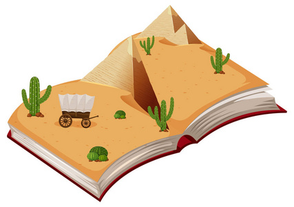 开放书沙漠主题插图