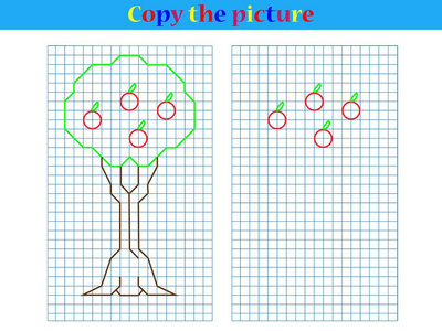 复制图形图片。 孩子们的工作表。 矢量图。