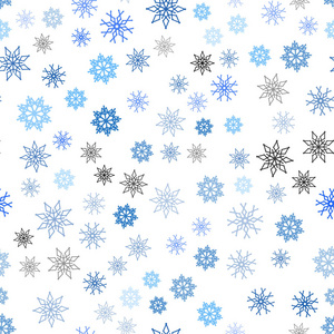 浅蓝色矢量无缝覆盖美丽的雪花。 现代几何抽象插图与冰晶。 窗帘窗帘设计图案。