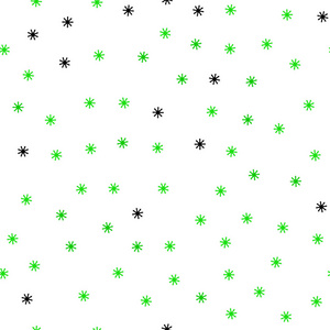 浅绿色矢量无缝纹理与彩色雪花。 闪耀的彩色插图与雪在圣诞节风格。 纺织品壁纸设计。
