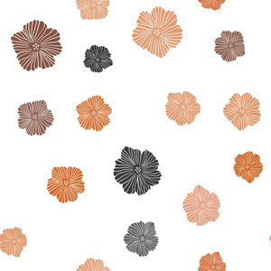 浅橙色矢量无缝涂鸦布局与花卉。 花的优雅明亮的插图。 名片网站模板。