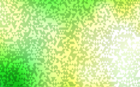 浅绿色黄色矢量覆盖多边形风格。 带有三角形的抽象风格的装饰设计。 广告图案。