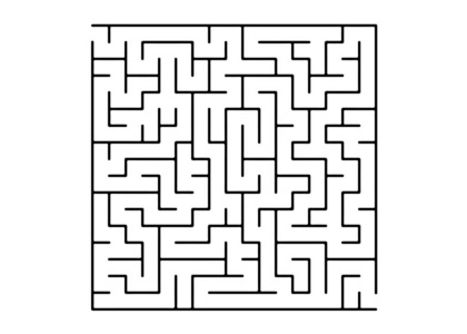 儿童简单图形拼图白色矢量模板与黑色迷宫拼图.