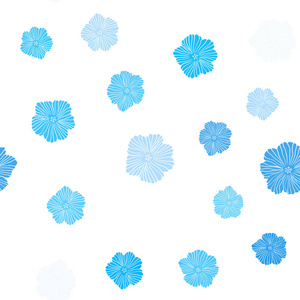 浅蓝色矢量无缝抽象背景与花。 花的优雅明亮的插图。 织物壁纸设计图案。