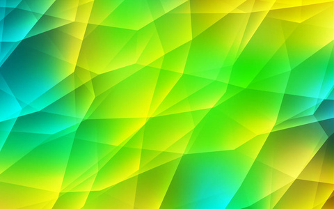 浅绿色黄色矢量背景与多边形风格。 插图与一组彩色三角形。 海报横幅的最佳设计。