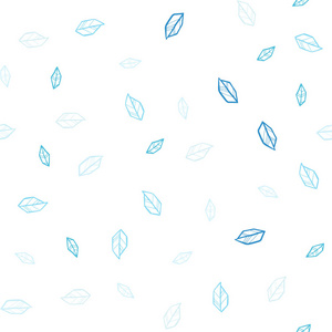 浅蓝色矢量无缝抽象设计与树叶。 新的彩色插图在涂鸦风格与叶子。 织物壁纸设计图案。