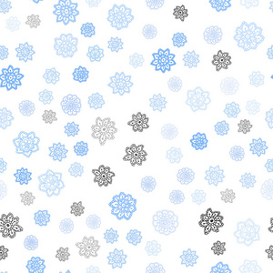 光蓝色矢量无缝布局与明亮的雪花。闪耀的彩色插图与雪在圣诞节风格。模板为名片，网站..