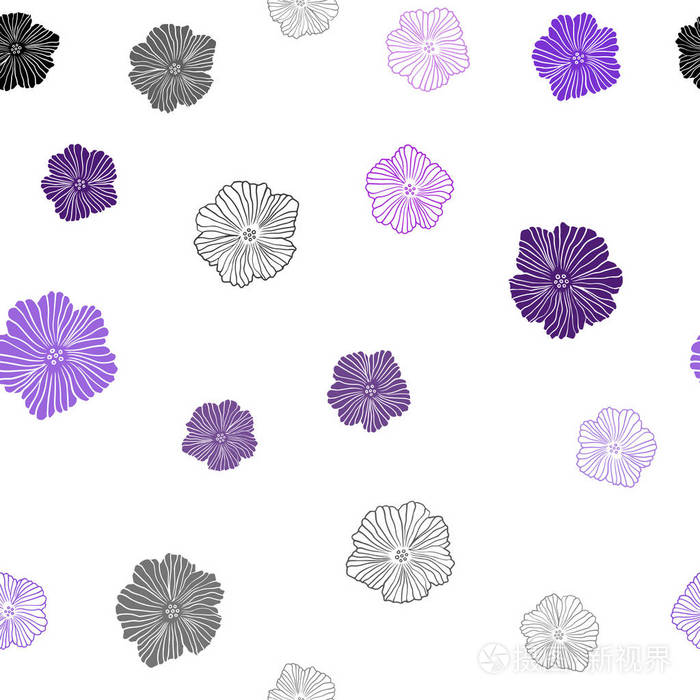 光紫矢无缝涂鸦背景与花 白色背景上有渐变的花 设计为壁纸 面料制造者 插画 正版商用图片18ense 摄图新视界