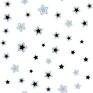光蓝色矢量无缝纹理与美丽的星星。现代几何抽象插图与星星。设计为壁纸，面料制造者。