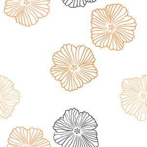 暗橙矢量无缝涂鸦背景与花。用鲜花装饰彩色插图。时尚面料壁纸图案。