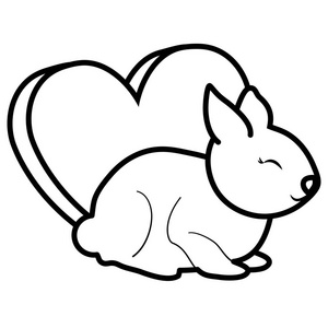 可爱的小兔子与心的爱
