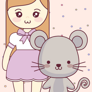 可爱的小老鼠与女孩