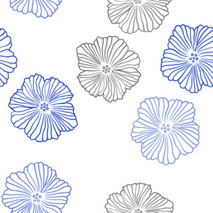 深蓝色矢量无缝抽象背景与花。 现代抽象插图与花。 壁纸面料制造商的设计。