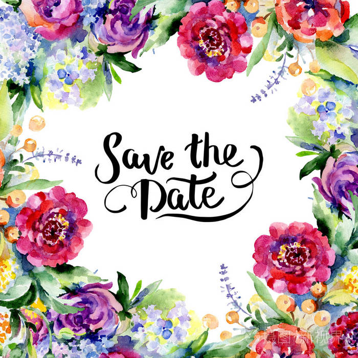 花束花植物花 水彩背景插图集 框架边框装饰正方形照片 正版商用图片18euwa 摄图新视界