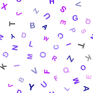 浅粉红色蓝色矢量无缝图案与ABC符号。 在抽象模板上用ABC符号闪烁插图。 时尚面料壁纸的图案。