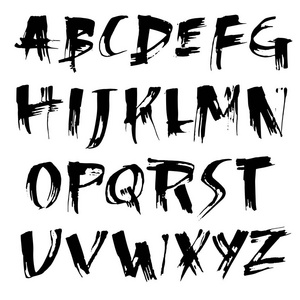 简单的字母表字.手写的粗字油墨字体.向量例证照片