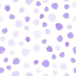 浅紫色矢量无缝涂鸦图案与叶子。 粗糙的涂鸦，叶子在模糊的背景上。 纺织品壁纸设计。
