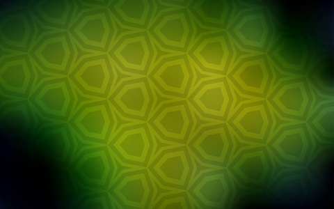 深绿色黄色矢量背景与六边形。 带有彩色六边形的抽象插图。 广告传单的图案。