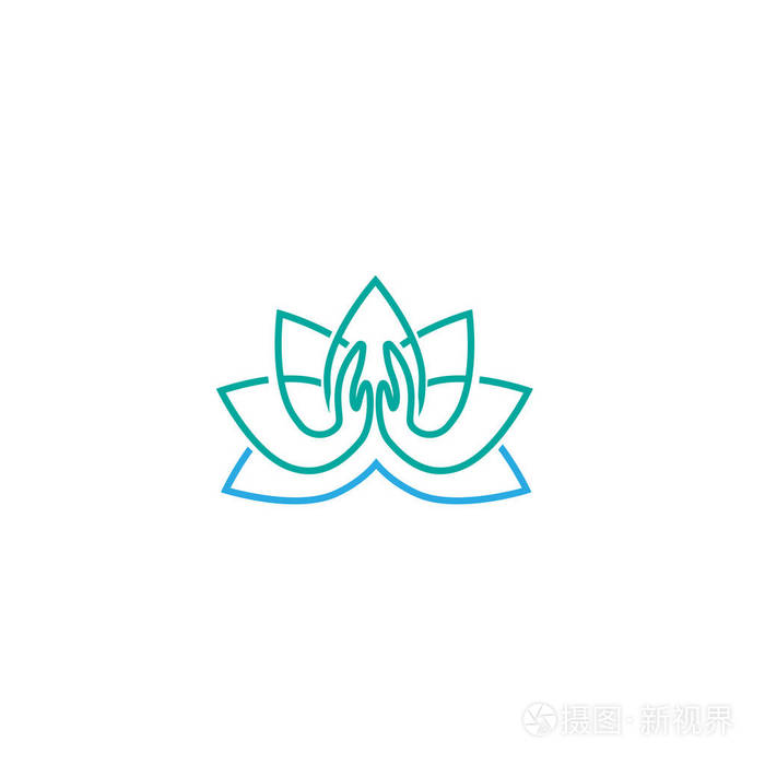 莲花标志与名称. 平面设计元素的平面风格的水疗或瑜伽中心工作室.