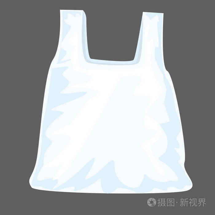 带有模型的塑料袋,前视. 平面卡通和纯色风格矢量插图.