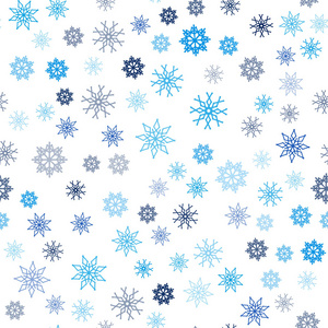 浅蓝色矢量无缝覆盖美丽的雪花。 现代几何抽象插图与冰晶。 名片网站模板。