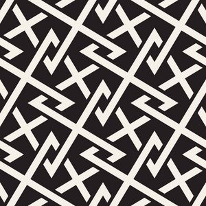 矢量无缝图案. 现代时尚抽象格子设计. 重复几何交错的锯齿状锋利线.