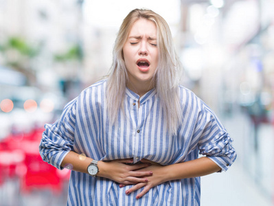 手在肚子上,因为消化不良,痛苦的疾病,感觉不舒服