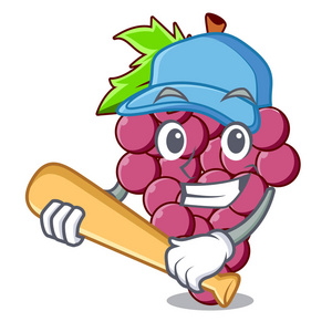 棒球红葡萄水果卡通形状矢量插图