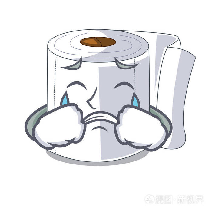 吉祥物形状的哭泣卫生纸矢量插图