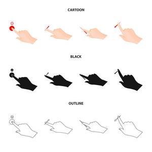 触摸屏和手势的孤立对象。触摸屏和触摸股票矢量图的收集
