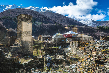 佐治亚州斯瓦内蒂的乌什古里山谷地道高山村