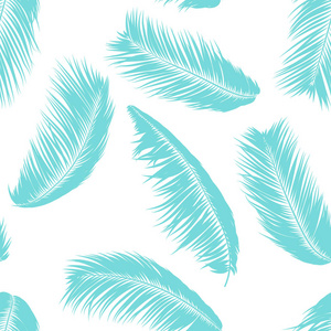 矢量椰子树。热带无缝图案与棕榈叶。异国情调的丛林植物抽象的背景。热带树叶的简单剪影。时尚椰子树纺织品, 织物, 墙纸的分支机构
