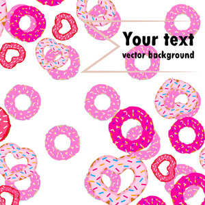 s Day, heart donut, greeting card, vector background