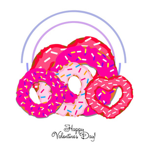 s Day, heart donut, greeting card, vector background